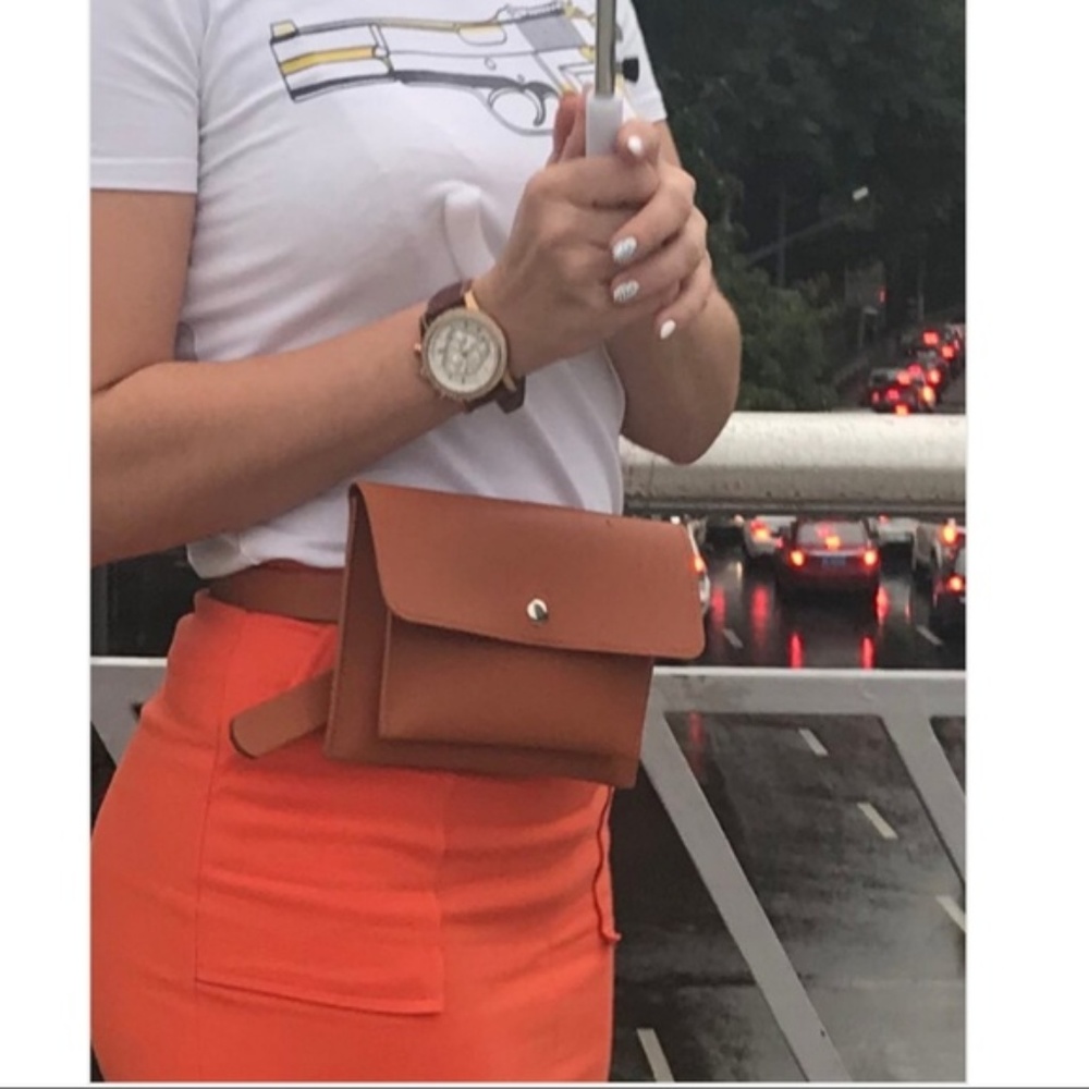 Brown Waist Bag Faux Leather Fanny Pack